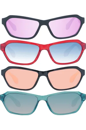 adidas Sonnenbrille für Damen und Herren Rechteckige-Brille Gradient-Brille mit Verspiegelung UVA&UVB Schutz Rot, Schwarz oder Türkis
