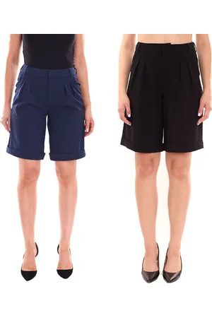 AJC Damen Anzug-Shorts elegante kurze Hose Mode-Bermuda Schwarz oder Dunkelblau