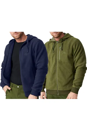 DANISH ENDURANCE Herren Übergangs-Jacke kuschelige Fleece-Jacke mit Kapuze nachhaltige Oeko-Tex zertifizierte Jacke 155000 Navy oder Grün