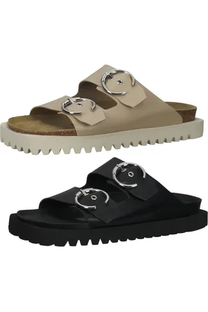 Sansibar Damen Pantolette aus Spanien mit Doppelriemen Schwarz oder Beige