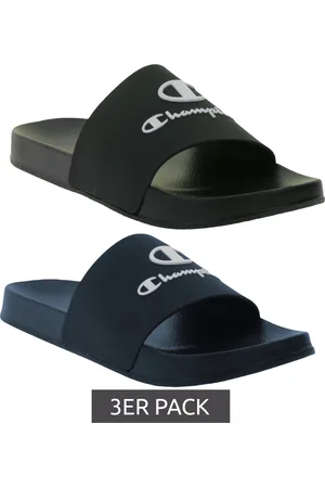 Champion 3er Sparpack Kos Herren Bade-Schuhe Badelatschen Sommer-Schuhe Schlupf-Schuhe S22175 Schwarz oder Blau