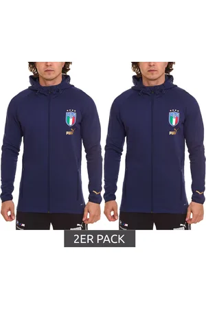 PUMA 2er Sparpack FIGC Coach Herren Sweat-Jacke Trainings-Jacke Italien Fanwear 767108 13 Dunkelblau