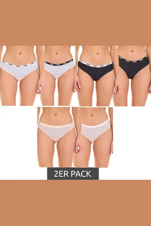 PUMA 2er Pack Brazilian Damen-Panties Slips Baumwolle Unterwäsche-Set 603041001 in Schwarz, Weiß oder Rosa