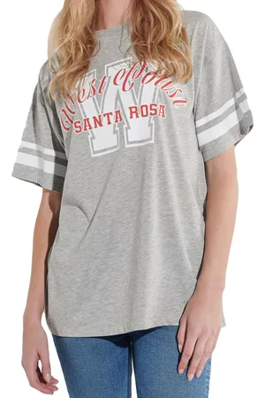 Course Damen Oversized-T-Shirt im College-Style Baumwoll-Sommer-Oberteil Freizeit-Shirt 901261 Hellgrau