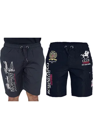 Geographical Norway Herren Badehose Schwimm-Hose mit Logo-Print Bade-Shorts mit Taschen Schwimm-Shorts Navy