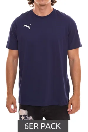 PUMA 6er Pack TeamGOAL 23 Casual Herren Baumwoll-Shirt mit Logo-Stickerei schlichtes T-Shirts 656578 06 Navy