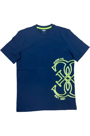 Guess Herren T-Shirt Baumwoll-Shirt stylisches Kurzarm-Shirt Alltags-Shirt Z3YI13J1314 G7R1 Dunkelblau