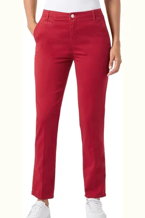 Benetton Damen Stoff-Hose für den Alltag 7/8-Hose in Slim-Fit 73531424 Rot