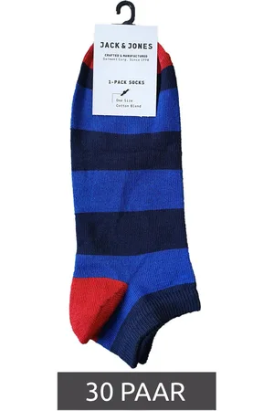 JACK & JONES 30 Paar Sport-Strümpfe Sneaker-Socken Fast Short Sock in Onesize Blau gestreift