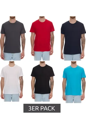 Elevate 3er Pack Jade Herren T-Shirt nachhaltiges Kurzarm-Shirt 160 g/m2 Basic-Shirt Unterzieh-Shirt 37500 Weiß, Rot, Hellblau, Nay, Grau oder Schwarz