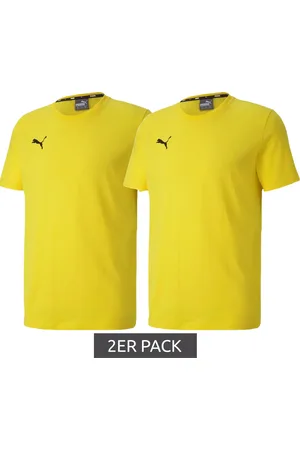 PUMA 2er Sparpack TeamGoal 23 Jungen & Mädchen Sport-Shirt Baumwoll-Shirt mit Logo-Patch T-Shirt 656709 07 Gelb