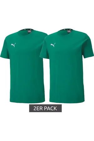 PUMA 2er Sparpack TeamGoal 23 Jungen & Mädchen Sport-Shirt Baumwoll-Shirt mit Logo-Patch T-Shirt 656709 05 Grün