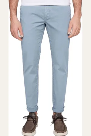Camp David Herren Chino-Hose Baumwoll-Hose mit Eingrifftaschen Alltags-Hose 31221846 Blau