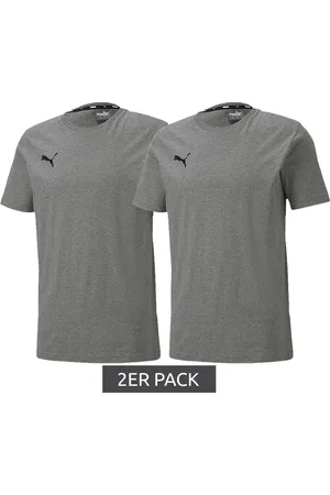 PUMA 2er Sparpack TeamGoal 23 Jungen & Mädchen Sport-Shirt Baumwoll-Shirt mit Logo-Patch T-Shirt 656709 33 Grau