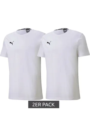PUMA 2er Sparpack TeamGoal 23 Jungen & Mädchen Sport-Shirt Baumwoll-Shirt mit Logo-Patch T-Shirt 656709 04 Weiß