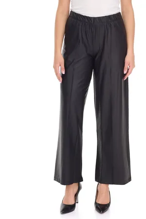 Rockupy Damen Kunst-Leder Palazzo-Hose schlichte Marlene-Hose Freizeit-Hose PRW20-040703 802 Schwarz