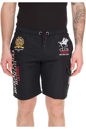 Geographical Norway Quoyal Herren Schwimm-Hose mit Print und Farbakzenten Badehose stylische Schwimm-Shorts 001 Schwarz