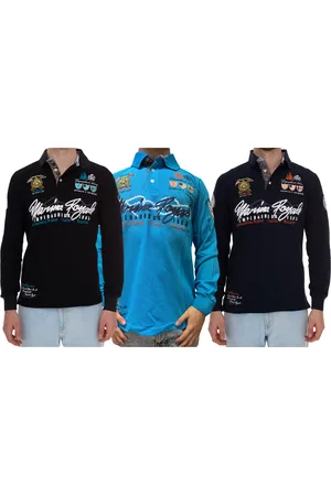Geographical Norway Kipawa Herren Polo-Shirt mit Knopfleiste Langarm-Shirt Baumwoll-Shirt Schwarz, Türkis oder Navy