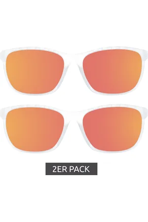 adidas 2er Sparpack Sport Herren Sonnen-Brille mit rot/orangenen Gläsern und transparenten Bügeln Freizeit-Brille SP0014 6226G Transparent