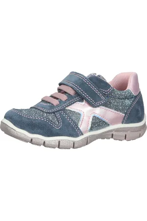 Bama Kinder Sneaker für Mädchen mit Wechselfußbett und Echtleder-Overlays Shock Absorber 1095810 Blau/Glitzer