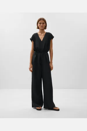 Oysho Langer Overall Mit Geraffter Taille Und Leinenanteil