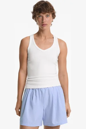 Oysho Ärmelloses Shirt Aus Baumwolle Und Modal Mit V-Ausschnitt