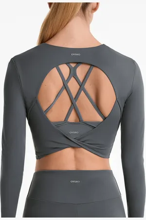 Oysho Comfortlux Langärmliges Crop-Top Mit Offenem Rücken