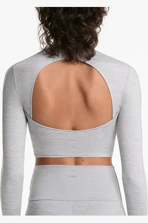 Oysho Comfortlux Crop-Shirt Mit Langen Ärmeln Und Stehkragen