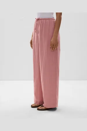 Oysho Gerade Geschnittene Lange Hose Aus 100 % Leinen