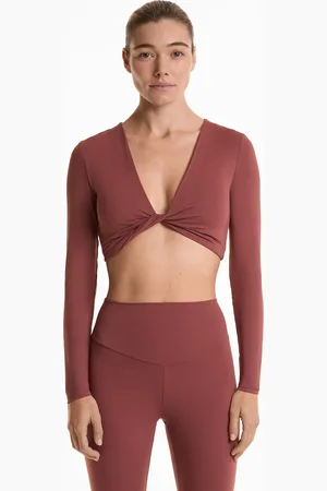 Oysho Comfortlux-Crop-Shirt Mit Twist Vorne Und Langen Ärmeln