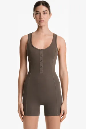 Oysho Kurzer Overall Aus Baumwollmischung Mit Breitem Rippenmuster