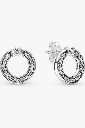 PANDORA Pavé & Logo Kreis beidseitig tragbare Ohrstecker