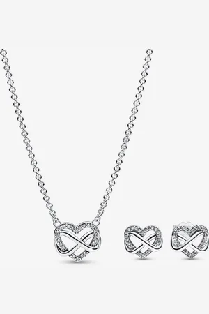PANDORA Glitzernde Unendlichkeit Herz Halskette & Ohrstecker