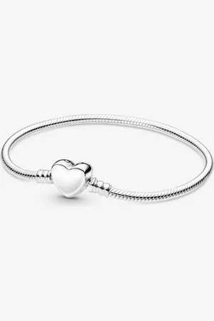 PANDORA Moments gravierbarer Herz-Verschluss Schlangen-Gliederarmband
