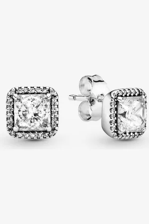 PANDORA Quadratischer funkelnder Strahlenkranz Ohrstecker