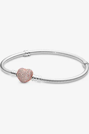 PANDORA Moments Pavé-Herz-Verschluss Schlangen-Gliederarmband
