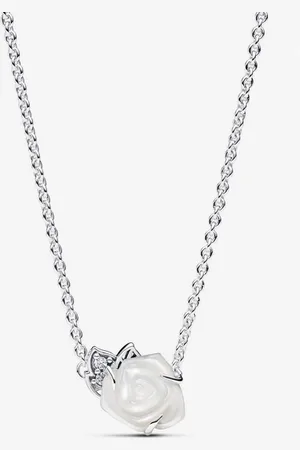 PANDORA Weiße blühende Rose Collier-Halskette
