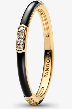 PANDORA Schwarze Emaille & Steine Ring
