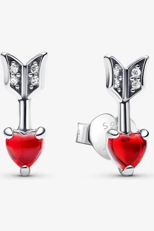 PANDORA Pfeil & Murano-Glas Herz Ohrstecker
