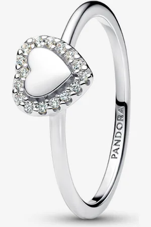 PANDORA Gravierbarer Herz Strahlenkranz Ring