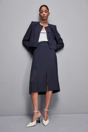 Patrizia Pepe Hochtaillierter Midirock aus Gabardine