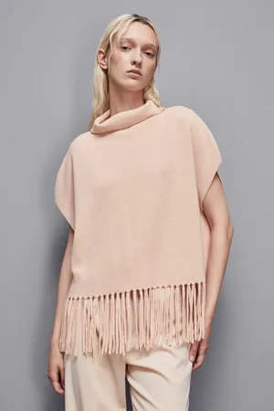 Patrizia Pepe Poncho mit Fransen aus Bio-Wolle