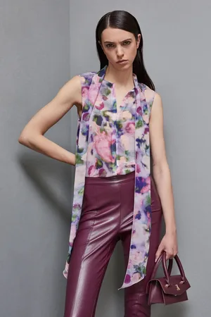 Patrizia Pepe Top mit normaler Passform aus gemustertem Georgette