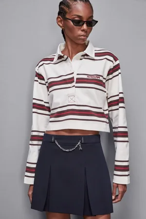 Patrizia Pepe Cropped Poloshirt mit langen Ärmeln