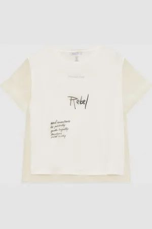 Patrizia Pepe T-Shirt mit Slogan aus Mix-Gewebe