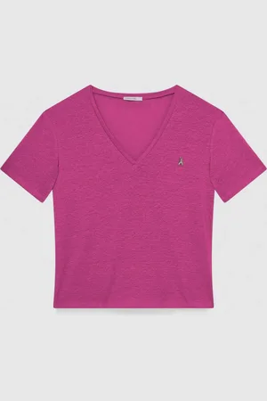 Patrizia Pepe T-Shirt mit V-Ausschnitt aus Leinen