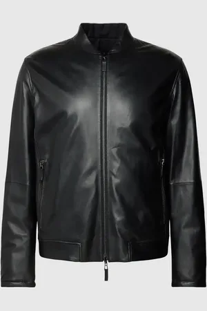 Emporio Armani Lederjacke mit Stehkragen in , Größe 52