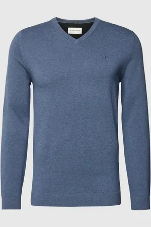 TOM TAILOR Regular Fit Strickpullover aus reiner Baumwolle mit V-Ausschnitt in , Größe S