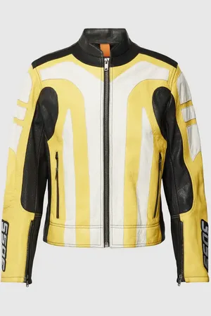HUGO BOSS Leder Jacke mit Color-Blocking-Design Modell 