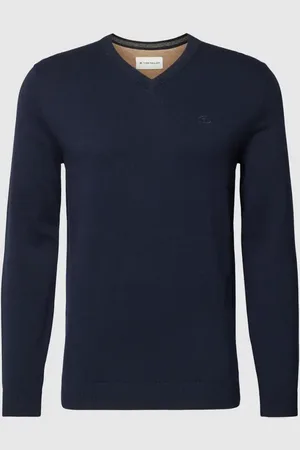 TOM TAILOR Regular Fit Strickpullover aus reiner Baumwolle mit V-Ausschnitt in , Größe M